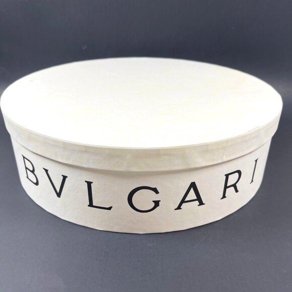 Bvlgari EMPTY Ivory Round Perfume Gift Box Ribbon Luxury Designer Storage READ - Picture 1 of 16